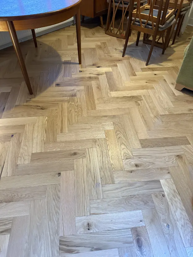 Completed engineered oak hallway and living room floor